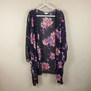 Terra & Sky Floral Short Sleeve Semi-sheer Cardigan Size 4X
